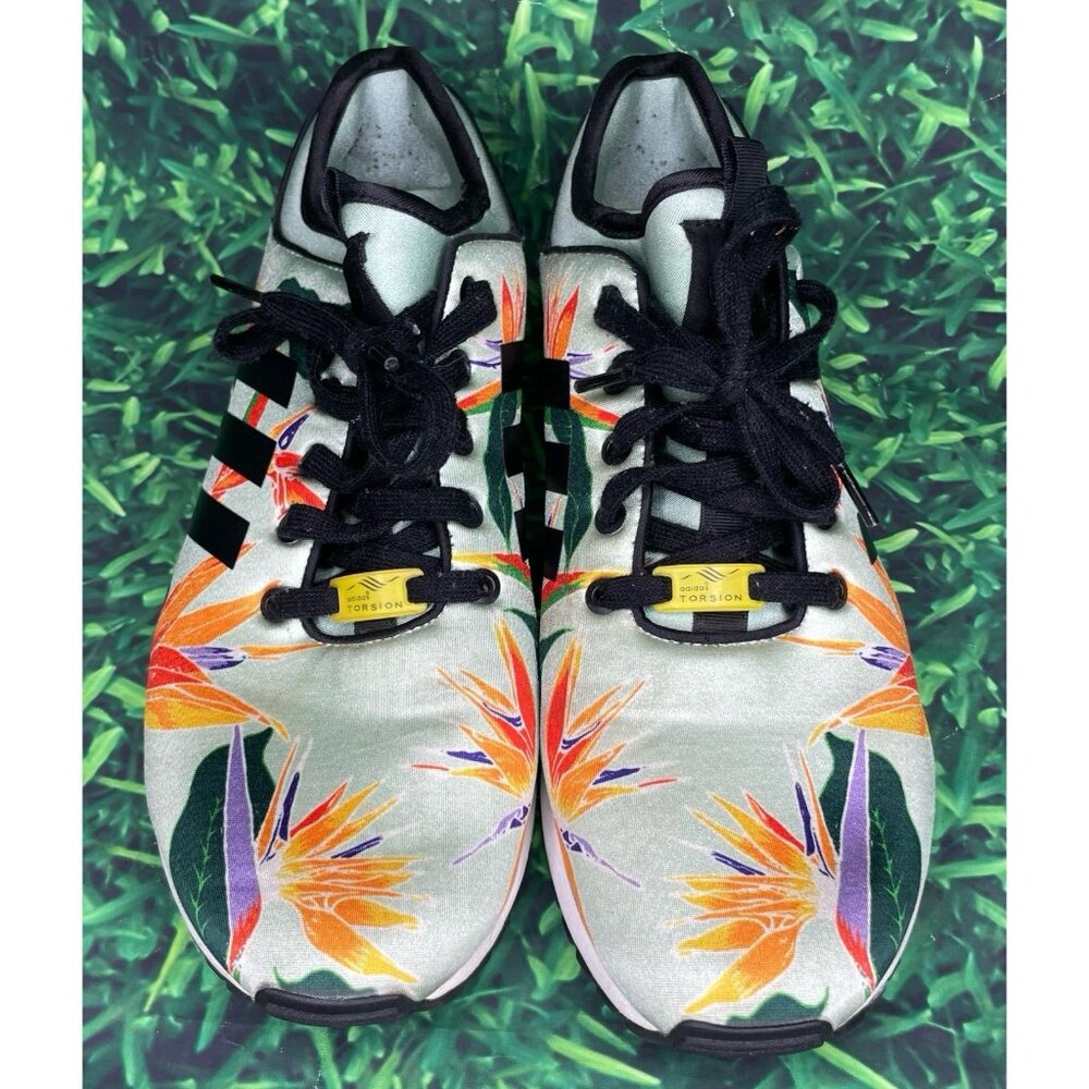 Adidas ZX Flux NPS B34468 Green Floral Hawaiian Running Shoes Men’s Size 10.5